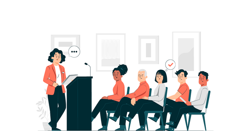 Gente reunida en una charla