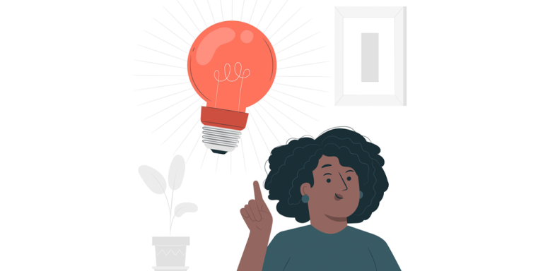 Mujer negra con idea en la cabeza